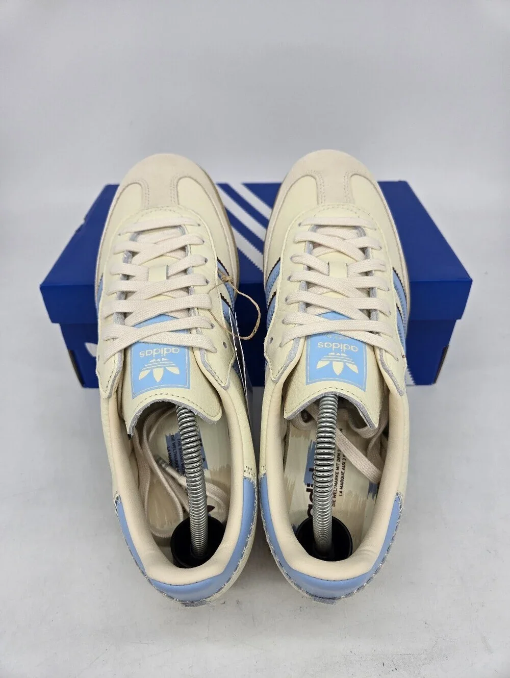 adidas Men's Samba OG JS5041 Wonder White Clear Sky Shadow Red Shoes Size 9